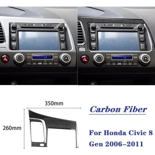 Fit For Honda Civic 8 Gen 2006-2011 Interior Car Accessories Navigation Panel Frame Decoration Styling Carbon Fiber Sticker
