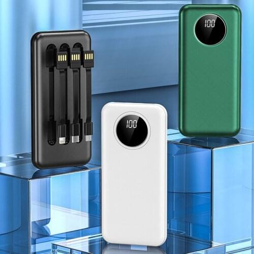 20000mAh Power Bank With Micro USB Type C Cable Portable Charger LED Digital Display Powerbank External Battery Pack Power Bank