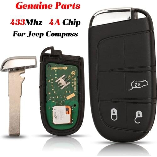 Jingyuqin 3 Buttons Genuine Parts Remote Smart Car Key Control 434Mhz 4A Chip Fob For Jeep Compass Original Keyless
