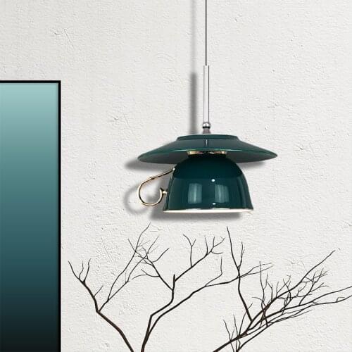 Nordic Green Ceramic Cup Pendant Lights Modern Led Coffee Mug Cups Hanging Lamp Kitchen Dining Room Bedroom Light Bar Art Decor