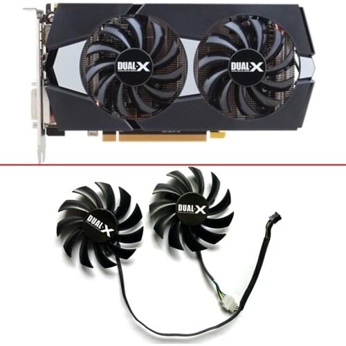 2PCS 75MM 4PIN FD7010H12S Dual-X HD7850 ETH Cooling Fan For Sapphire Dual-X HD7850 1G GDDR5 Extreme Edition OC Video Card Fans