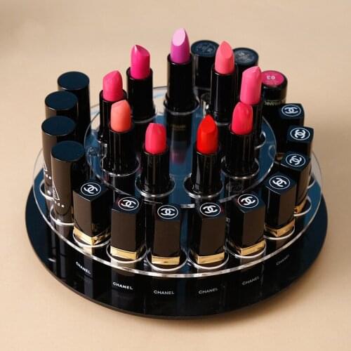 360 degree rotating acrylic lipstick storage box Makeup Organizer Cosmetic Display Stand Makeup Lip glaze display stand