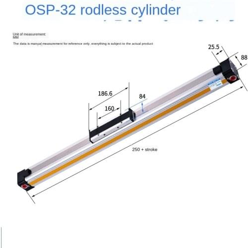 High-Speed Mechanical Non-Rod Cylinder with Guide Rail OSP-P32-300-400-500-600-2020 Adjustable Stroke custom made OSP32 OSP