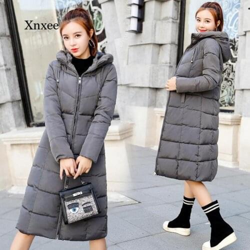 Women Long Hooded Coat Cotton Padded Wadded Parkasplus Size Oversize Winter Down Coats Student Thick Warm Jacket Clothing Tops