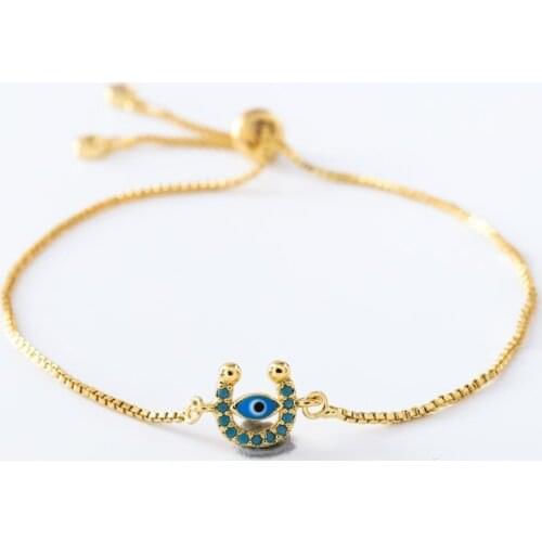 Gold silver Chain micro pave cz Zircon Cubic Zirconia bracelet rope adjusted Macrame Turkish Evil Eye Bangle hg2 Fashion