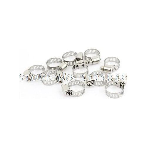 10 Pcs Adjustable 0.3" Width Metal Worm Drive Hose Clamp