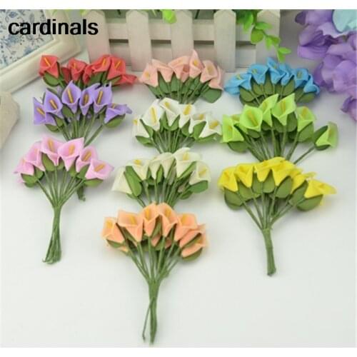 144pcs/lot Mini Calla Lily PE Foam Artificial Flowers Bouquet For Wedding Home Decoration Multicolor Handmade DIY Scrapbooking