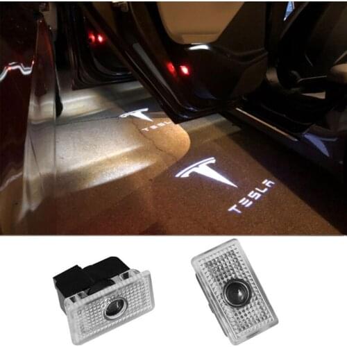 2pcs Car Led Door Courtesy Welcome Ghost Shadow Light Lase Logo Projector For Tesla Model S 2015-2016 Model X 2014-2018