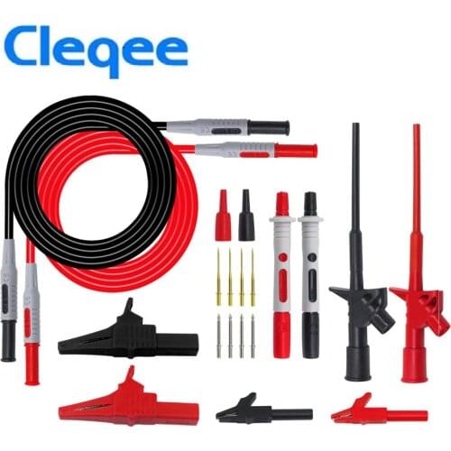 2018 Cleqee P1600B 10-in-1 Electronic Specialties Test Lead kit Automotive Test Probe Kit Multimeter probe leads kit Banana plug