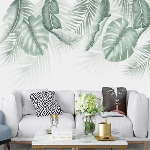 Custom 3D wallpaper mural hand-painted Nordic small fresh tropical plants living room background wall decoration painting wallpa