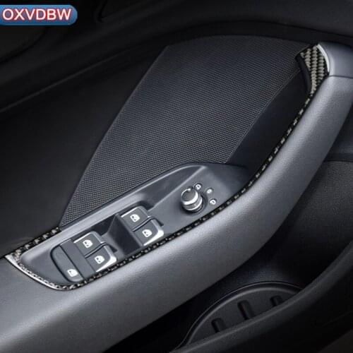 4 Pcs/Set Carbon Fiber Car Interior Decoration Door Window Switch Cover Trims Stickers For Audi A3 S3 Car Styling Accessories