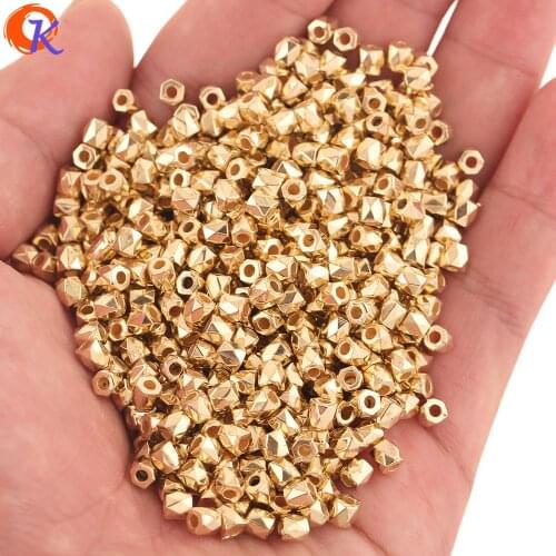 Cordial Design 4MM 3000Pcs Acrylic Beads/Jewelry Accessories/Polyhedral Shape/Gold UV Plating/DIY/Hand Made/Earring Findings