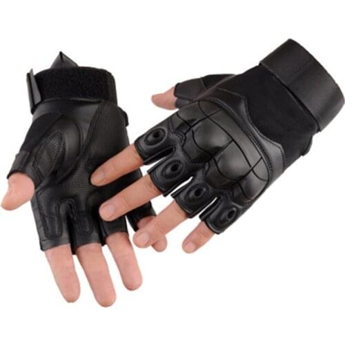 Askeri Fiber Leather Tactical Gloves Airsoft Sport Gloves Half Finger Type Military Men Combat Gloves Shooting Hunting Gloves