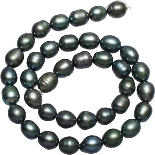 Cultured Potato Freshwater Pearl Beads Dark Green 8-9mm Approx 0.8mm Sold Per Approx 15 Inch Strand