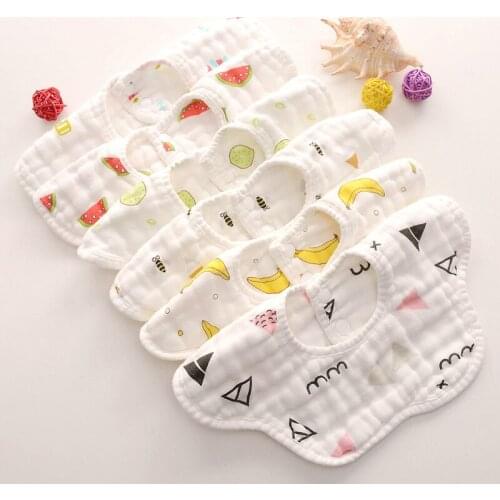 Children Petals Bibs Rotating Eight-Layer Muslin Cotton Infant Saliva Bibs Feeding Care Rice Pocket Cute Baby Bibs Towels