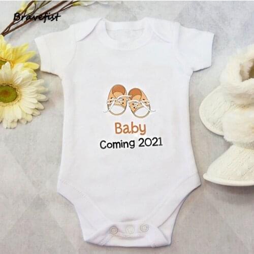 Baby Coming 2021 Bodysuits For Newborn Tees Short Sleeves 0-24Months Summer Outfits Baby Clothes Jumpsuits Tops White Gray Tees