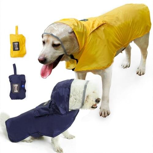 Dog Raincoat Portable Large Pet Raincoat Outdoor Breathable Lightweight Pet Waterproof Reflective Pet Clothes L-3XL