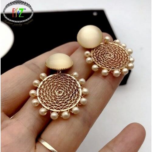 F.J4Z New Women Drop Earrings Romantic Simulated Pearl Statement Earrings Cat Eye S925 Silver Pin Earrings dropship