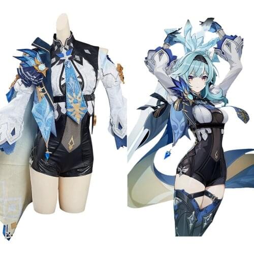 Game Genshin Impact Eula Cosplay Costume Outfits With Cloak Halloween Carnival Suit