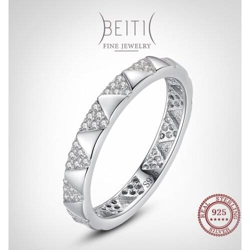 Beitil Simple triangle Geometric Finger Ring For Women 925 Sterling Silver Clear Zircon Fashion Party Jewelry