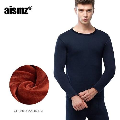 Aismz New Thermal Underwear For Men Long Johns camisa termica Winter Women Thermo Shirt+pants Set Warm Thick Fleece Size L-XXXL