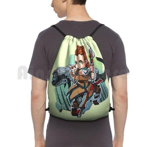 Cute Horizon Zero Dawn Aloy Chibi Backpack Drawstring Bag Riding Climbing Gym Bag Horizon Zero Dawn Aloy Horizon Ps4