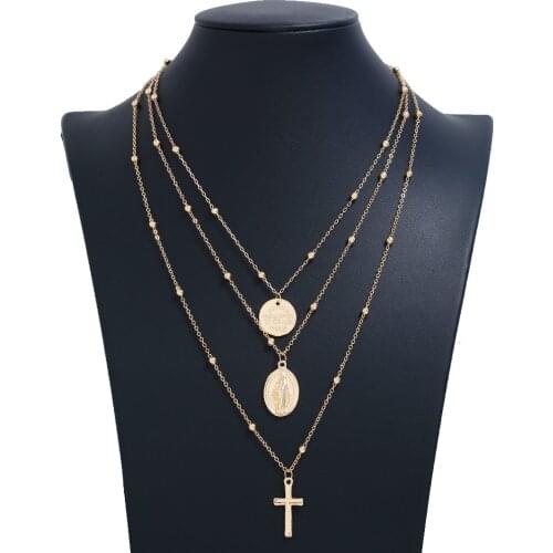 Fashion Creative All-match Multilayer Ornament Choker Sample Exquisite Cross Sculpture Womens Sexy Necklace Glamour Jewelry