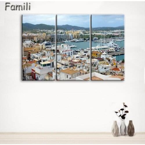 Unframed Fashion 3Panel Beach House Modern Wall Art HD Picture Canvas Print Canvas Painting for Living Room Modular picture