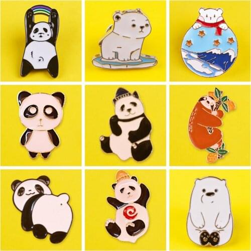 Cartoon Icons Bear Brooch Pin Badge On Clothes Metal Anime Badges Pins For Backpack Jeans Lapel Denim Pins For Kids Brooch Decor
