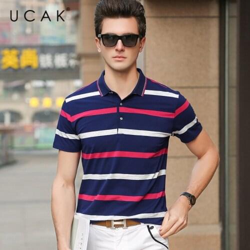 UCAK Brand Turn-down Collar T-Shirts Short Sleeve T Shirt Homme Summer Streetwear Tshirt Cotton Camiseta Men Colthing U5157