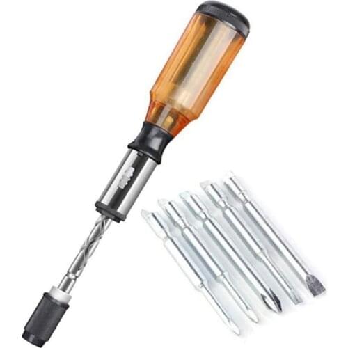 Push Pull Ratchet Screwdriver Set 5 in 1 Screwdriver Bit Set Sleeve Driver Bit-Holder Ratchet Socket Screw Kit