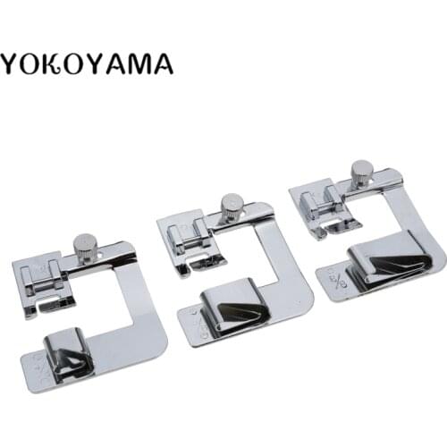 YOKOYAMA Hot Sale Domestic Sewing Machine Foot Presser Rolled Hem Feet Set for Brother Singer Sewing Accessories 6 Size
