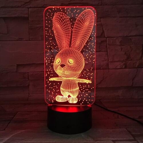 Baby Bedroom Lamps Night Light Cartoon Rabbit Plastic Sleeping LED Kid Lamp Bulb Nightlight for Children with 7 Colors Change