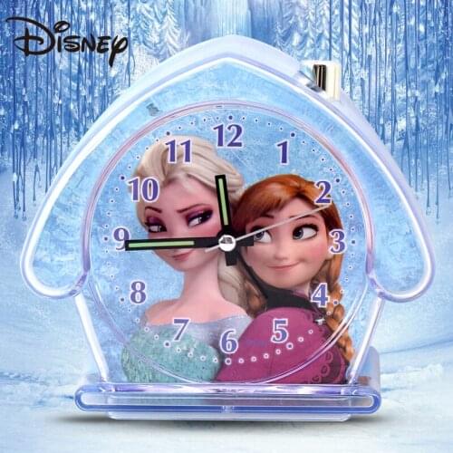 Disney Frozen Elsa Night Light Students Cartoon Children Quiet Bedroom Cute Creative Fashion Small Alarm Clock