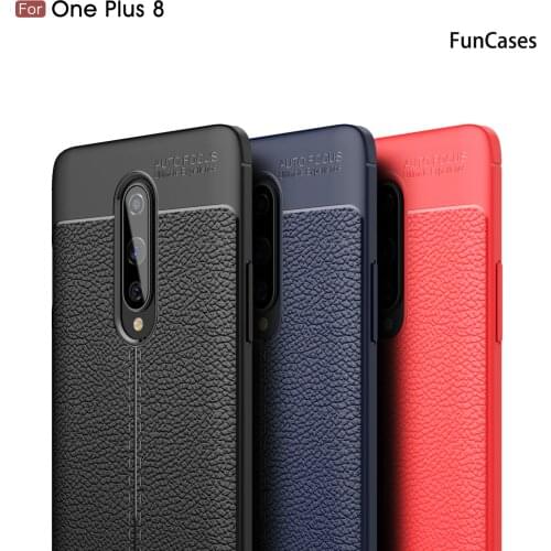 Navy Blue New Cases For capa OnePlus 8T Cute Lychee Pattern Cases For OnePlus telefoon 1+ 8 Pro Shell Phone Pouch cover one plus