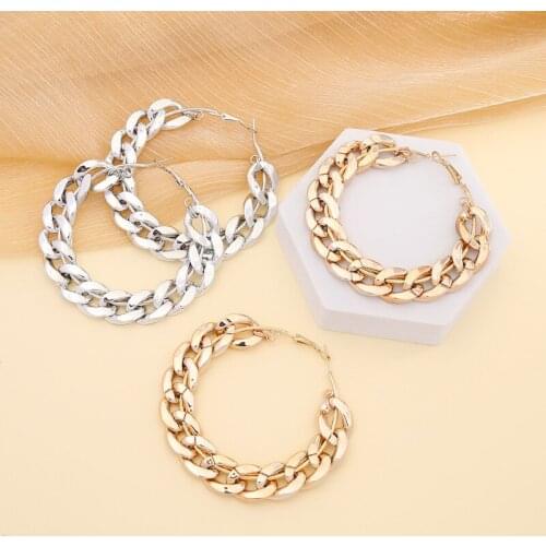 Wholesale Various Female Fashion Personality Link Chain Dangle Earrings for Women Alloy Metal Party Jewelry Accessory Girl Gift