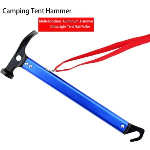 Camping Tent Hammer Outdoor Multi-function Aluminum Ultra Light Tent Nail Puller Tent Accessories For Pets Climbing Hiking