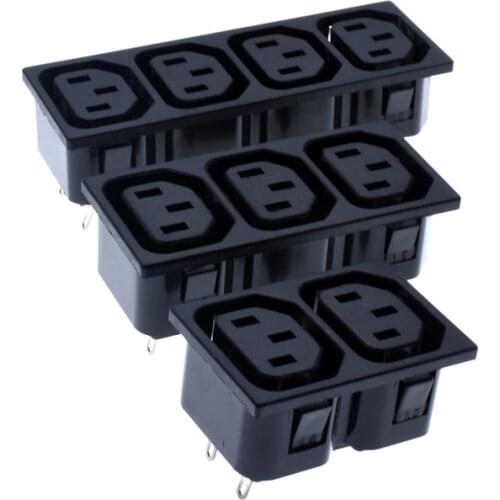 IEC 60320 C13 Ganged socket Snap-in Mounting Solder Tab for UPS &PDU multiple outlet module 2 way to 4 way universal wall socket
