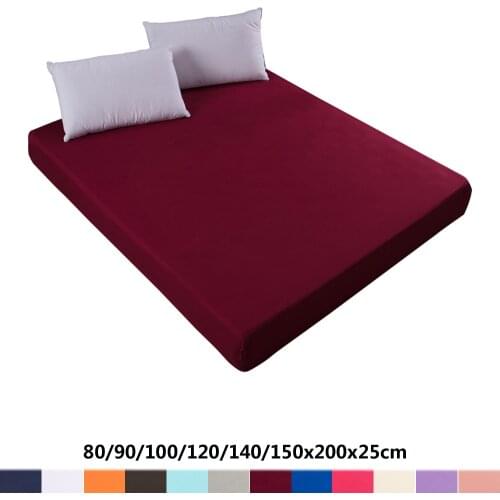 Fitted sheet 80/90/100/120/140/150X200X25CM Solid color mattress cover with all-round elastic rubber band bed sheet boys girls