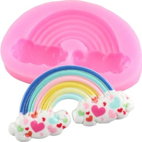 Rainbow Love Clouds Silicone Molds DIY Baby Birthday Chocolate Cupcake Topper Candy Polymer Clay Fondant Cake Decorating Tools