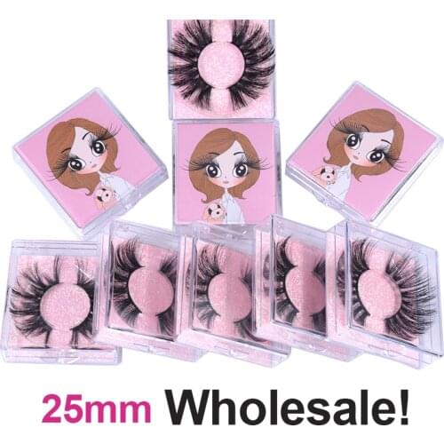 Wholesale Private Label 25mm long Eyelashes 5D Fake Mink Eyelash Vendors Soft Natural Lashes Custom Logo