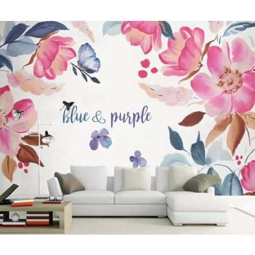 Nordic small fresh hand-painted flower murals
