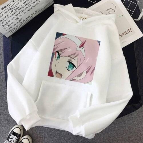 SUNOWE Anime Darling In The Franxx Hooedie Zero TWO Beautiful Girl Printed Sweatshirt Loose Hip Hop Hooded Streetwear Men Women