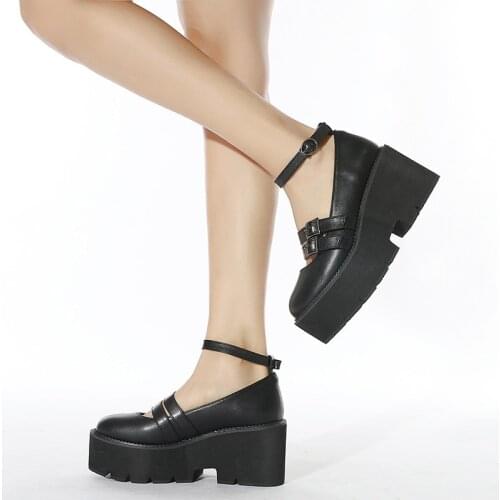 Lolita Shoes Women Japanese Style Mary Jane Shoes Women Vintage Girls High Heel Platform Shoes College Student Big Size 35-43