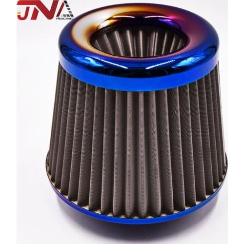 Universal Burnt Blue Car Air Intake Filter 3'' 76mm Inlet Racing Car Cold Air Filter Cleaner