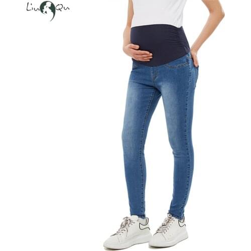 Maternity Skinny Jeans Over The Belly Pregnancy Support Leggings Comfy Stretch Pants with Pockets Slim Boyfriend Jeans