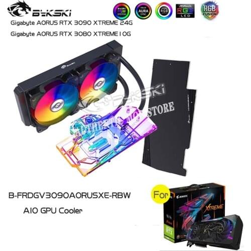 Bykski B-FRDGV3090AORUSXE-RBW,GPU AIO Water Block For GIGABYTE AORUS RTX 3090 3080 XTREME,VGA Water Cooler Kit 5V Support SYNC