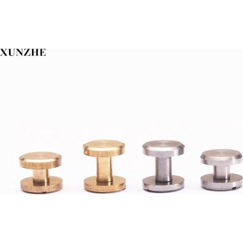 XUNZHE 20pcs 5mm Gold and silver Luggage Leather metal Craft Solid Screw Nail Rivet Double Flat Head Belt/strap Rivets Copper