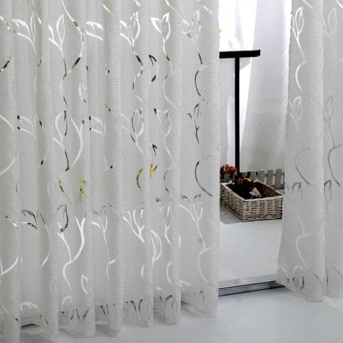 1 PC Window Curtain Vines Leaves Tulle Door Window Curtain Drape Panel Sheer Scarf Valances Home Bedroom Decoration Curtains