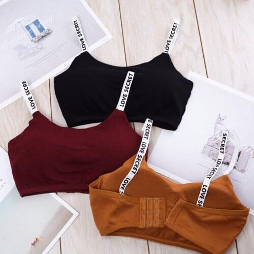 Hot Sale Women Cropped Padded Bra Alphabet Straps Modal removable chest pad Tube Tops New